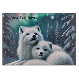 愛する北極キツネノーザンライトスノーウィー森 カッティングボード