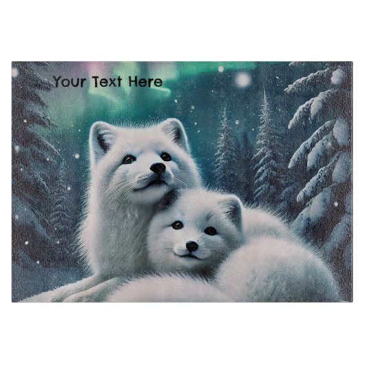 愛する北極キツネノーザンライトスノーウィー森 カッティングボード (正面)