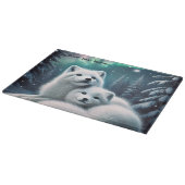 愛する北極キツネノーザンライトスノーウィー森 カッティングボード (角)