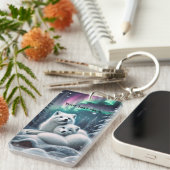 愛する北極キツネノーザンライトスノーウィー森 キーホルダー (正面右)