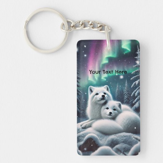 愛する北極キツネノーザンライトスノーウィー森 キーホルダー (正面)