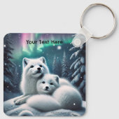 愛する北極キツネノーザンライトスノーウィー森 キーホルダー (裏面)