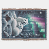 愛する北極キツネノーザンライトスノーウィー森 スローブランケット (正面)