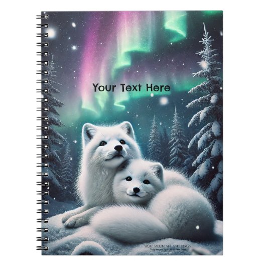 愛する北極キツネノーザンライトスノーウィー森 ノートブック (正面)