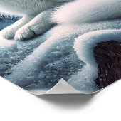 愛する北極キツネノーザンライトスノーウィー森 ポスター (角)