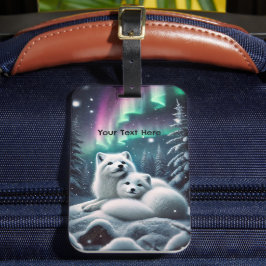 愛する北極キツネノーザンライトスノーウィー森 ラゲッジタグ