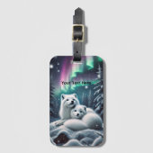 愛する北極キツネノーザンライトスノーウィー森 ラゲッジタグ (正面縦)