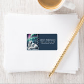 愛する北極キツネノーザンライトスノーウィー森 ラベル (インサイチュ)