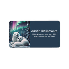 愛する北極キツネノーザンライトスノーウィー森 ラベル