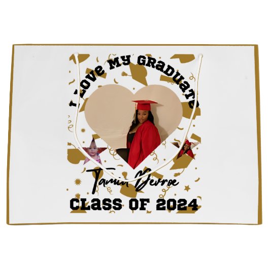 愛する卒業生 2024 ハート ラージペーパーバッグ (正面)