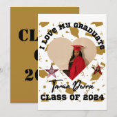 愛する卒業生 2024 ハート 招待状 (正面/裏面)