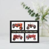 愛する古い赤いトラクター葉書 ポストカード (スタンド正面)