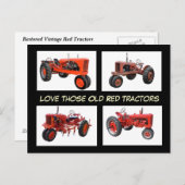 愛する古い赤いトラクター葉書 ポストカード (正面/裏面)