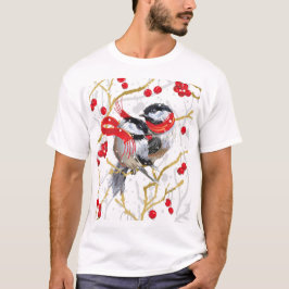 愛する可愛いクリスマス《鳥》アメリカゴガラカップル Tシャツ