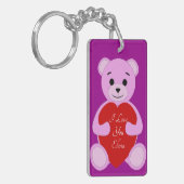 愛する可愛いピンクのテディベア(名前を入力) キーホルダー (正面左)