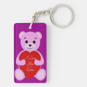 愛する可愛いピンクのテディベア(名前を入力) キーホルダー (裏面)