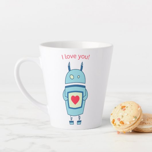 愛する可愛いロボットハート カフェラテマグ (インサイチュ)