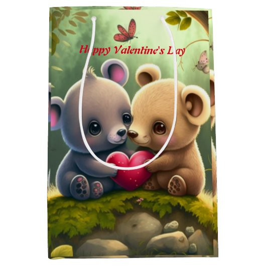 愛する可愛い動物 ミディアムペーパーバッグ (正面)