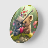 愛する可愛い動物 ラウンド壁時計 (傾斜)