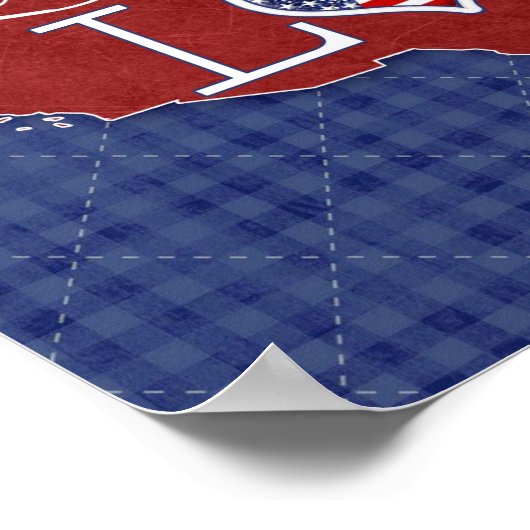 愛する土地 – 米国のハートと国旗 ポスター (角)