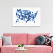 愛する土地 – 統一された州地図 キャンバスプリント (インサイチュ (リビング))