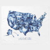 愛する土地 – 統一された州地図 フリースブランケット (正面(横))