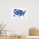愛する土地 – 統一された州地図 ポスター (キッチン)