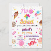 愛する夏かわいい子供の女の子2甘い2歳の誕生日 招待状 (正面)