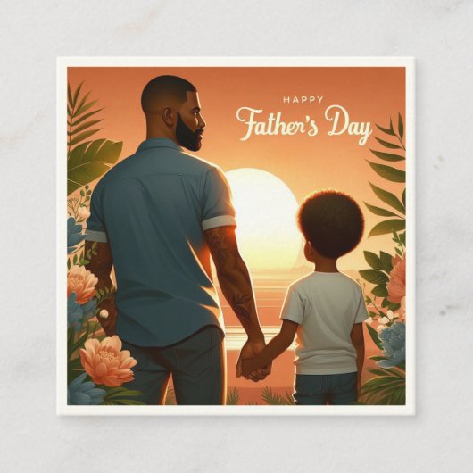 愛する夕日が民族の父と息子を抱き込む エンクロージャーカード (正面)