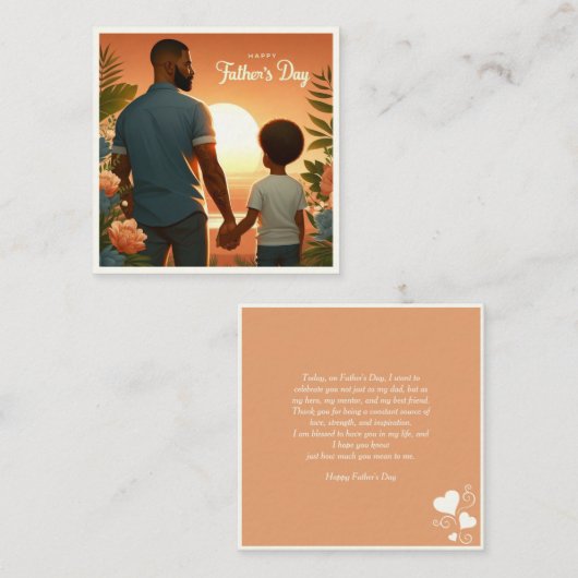 愛する夕日が民族の父と息子を抱き込む エンクロージャーカード (正面/裏面)