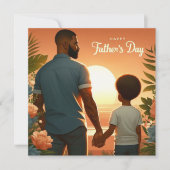 愛する夕日が民族の父と息子を抱き込む シーズンカード (正面)