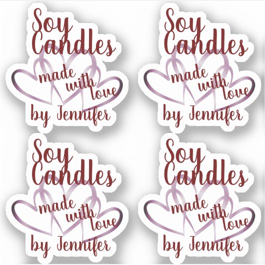 愛する大豆キャンドルを使ったワインレッドパープルハート シール (正面)