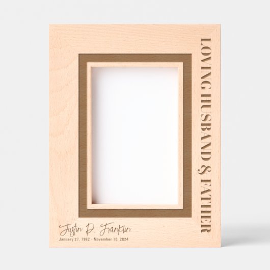 愛する夫と父の記念記念の記念6x4P レーザー彫刻フレーム (正面)