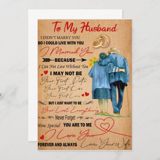 愛する夫への手紙 | 夫へ 愛してる 招待状 (正面/裏面)