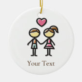 愛する夫婦が手を握っているかわいい セラミックオーナメント (正面)