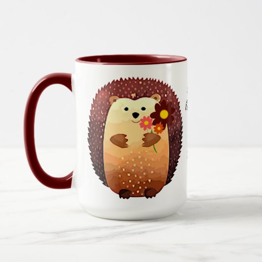 愛する夫感動的引用文かわいいハリネズミ マグカップ (左)