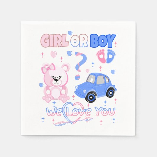 愛する女の子または男の子シャワー スタンダードカクテルナプキン (正面)