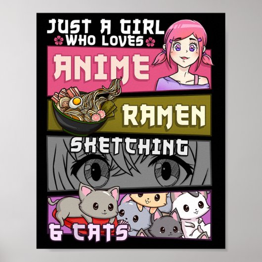 愛する女の子をスケッチするラーメン猫アニメ ポスター (正面)