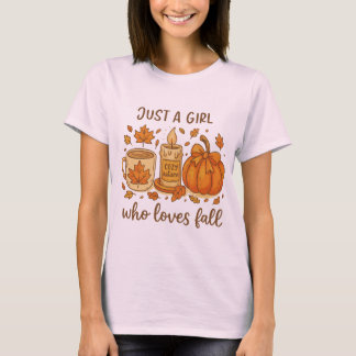 愛する女の子秋コージー秋かぼちゃ Tシャツ