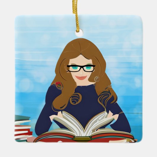 愛する女読の子 セラミックオーナメント (正面)