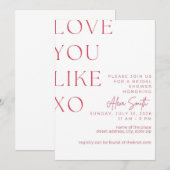 愛する好きXOブライダルシャワー招待 招待状 (正面/裏面)