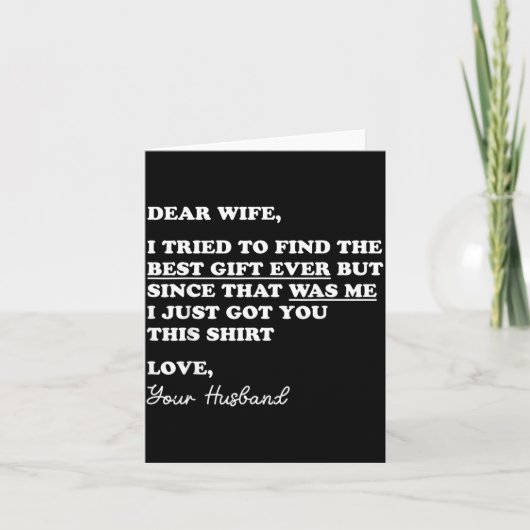 愛する妻への引用 楽しい サラシスティック ユーモア ジョーク 夫から カード (正面)
