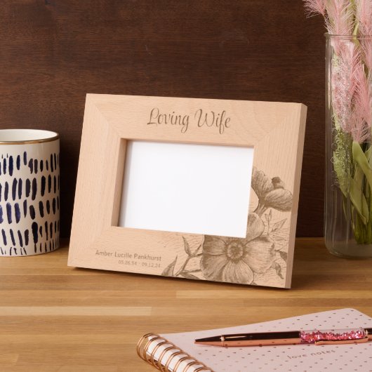 愛する妻フローラメモリアル記念4x6L レーザー彫刻フレーム (左)