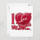 愛する婚約者 赤いハート ポストカード (正面/裏面)