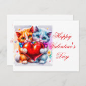 愛する子どもバレンタインのかわいい猫 シーズンカード (正面/裏面)