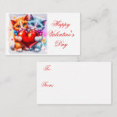 愛する子どもバレンタインのかわいい猫 ノートカード (正面/裏面)