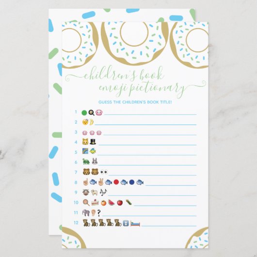 愛する子ども向けの本を掛けたドーナツ絵文字 (正面/裏面)