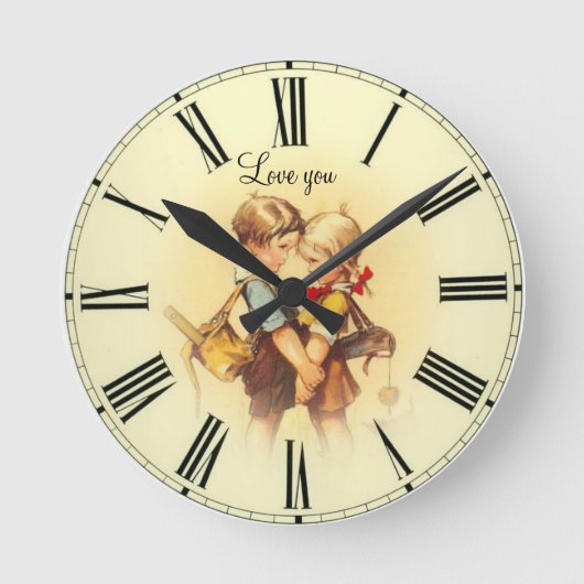 愛する子供たちヴィンテージ ラウンド壁時計 (正面)