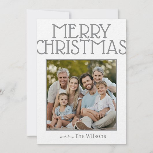 愛する家族の名前とメリークリスマスパーソナライズされた シーズンカード (正面)