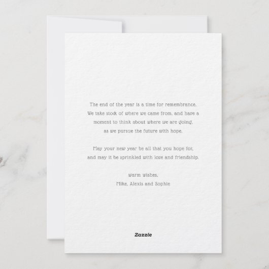 愛する家族の名前とメリークリスマスパーソナライズされた シーズンカード (裏面)